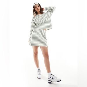 NWT Vero Moda Green Stripe Top Small & Mini Skirt XSmall Set Matching Set Casual